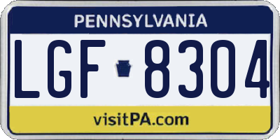 PA license plate LGF8304