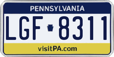 PA license plate LGF8311