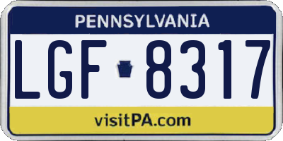 PA license plate LGF8317