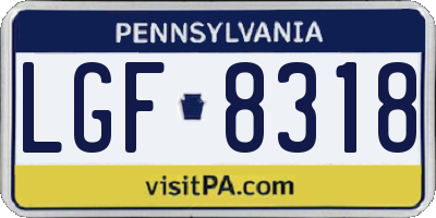 PA license plate LGF8318