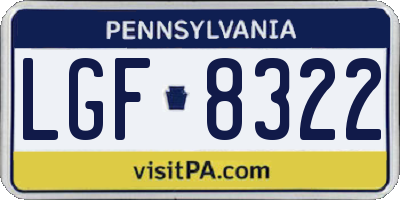 PA license plate LGF8322