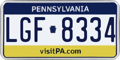 PA license plate LGF8334