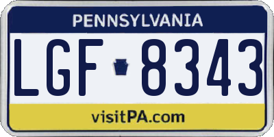 PA license plate LGF8343