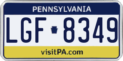 PA license plate LGF8349