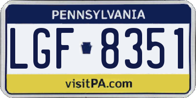 PA license plate LGF8351