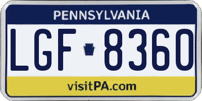 PA license plate LGF8360