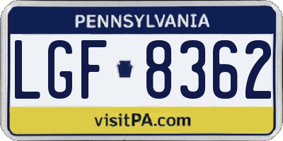 PA license plate LGF8362