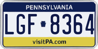 PA license plate LGF8364