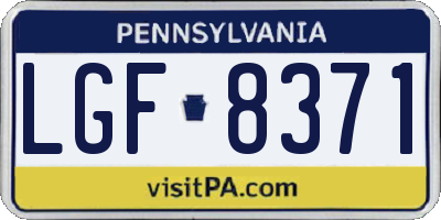 PA license plate LGF8371