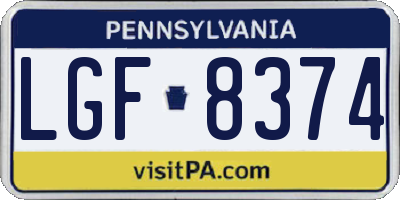 PA license plate LGF8374