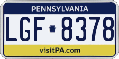 PA license plate LGF8378