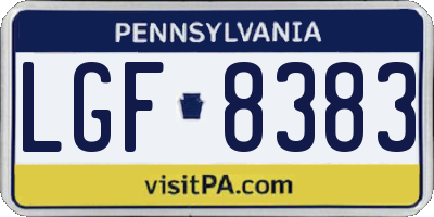 PA license plate LGF8383