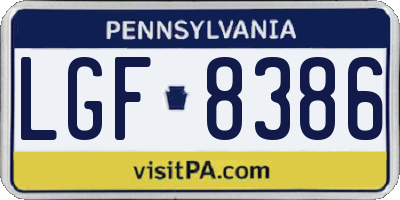 PA license plate LGF8386