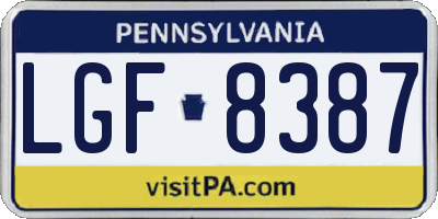 PA license plate LGF8387