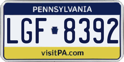 PA license plate LGF8392