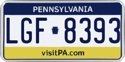 PA license plate LGF8393