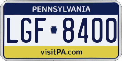 PA license plate LGF8400