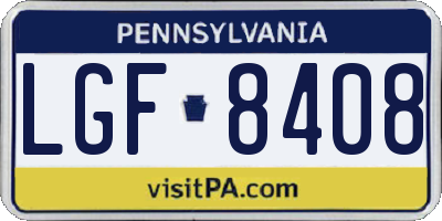 PA license plate LGF8408