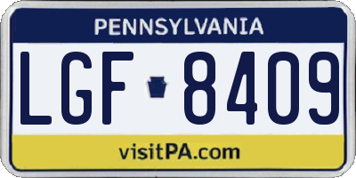 PA license plate LGF8409