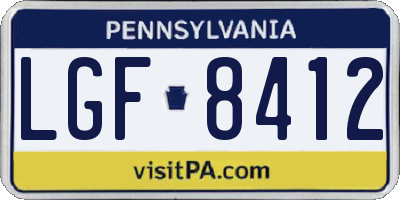 PA license plate LGF8412