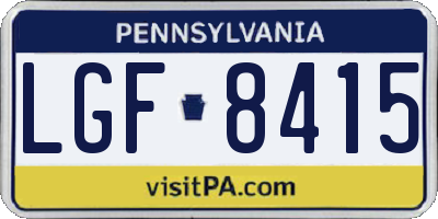 PA license plate LGF8415