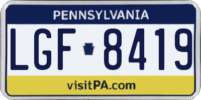 PA license plate LGF8419