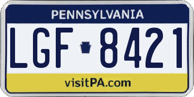PA license plate LGF8421