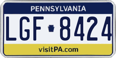 PA license plate LGF8424