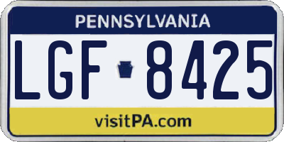 PA license plate LGF8425