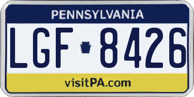 PA license plate LGF8426