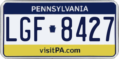 PA license plate LGF8427