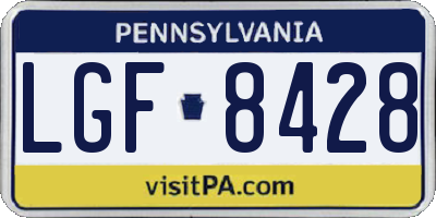 PA license plate LGF8428