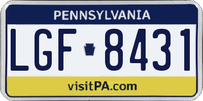 PA license plate LGF8431