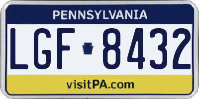 PA license plate LGF8432