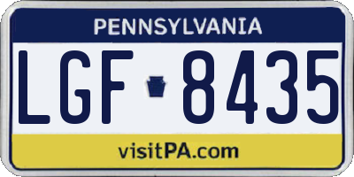 PA license plate LGF8435