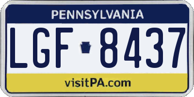 PA license plate LGF8437