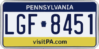 PA license plate LGF8451