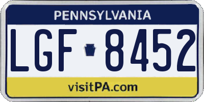 PA license plate LGF8452