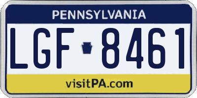 PA license plate LGF8461