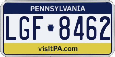 PA license plate LGF8462