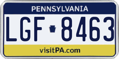 PA license plate LGF8463