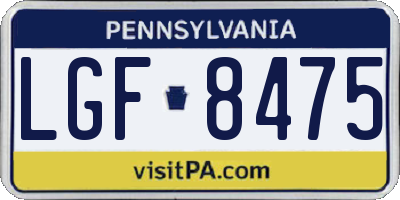 PA license plate LGF8475