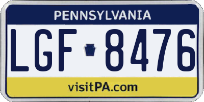 PA license plate LGF8476