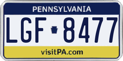 PA license plate LGF8477