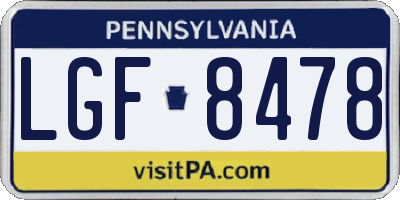 PA license plate LGF8478