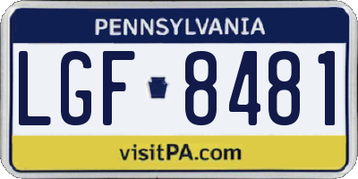 PA license plate LGF8481