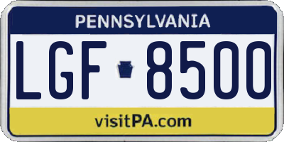 PA license plate LGF8500