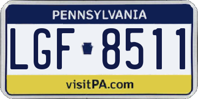 PA license plate LGF8511