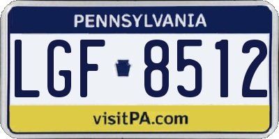 PA license plate LGF8512