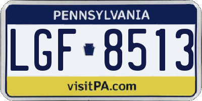 PA license plate LGF8513